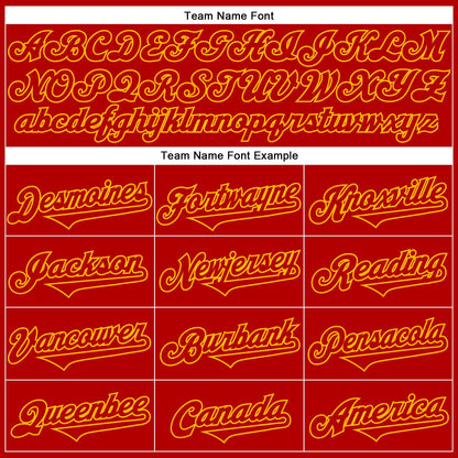 Custom Red Gold 3D Pattern Design Rave Funny Monster Authentic Baseball Jersey - Sky-Custom