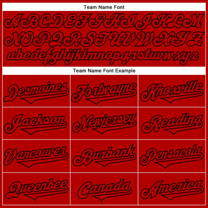 Custom Black Red 3D Pattern Design Rave Skull Authentic Baseball Jersey - Sky-Custom