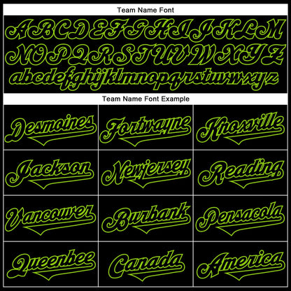 Custom Black Neon Green 3D Pattern Design Rave Monster Authentic Baseball Jersey - Sky-Custom
