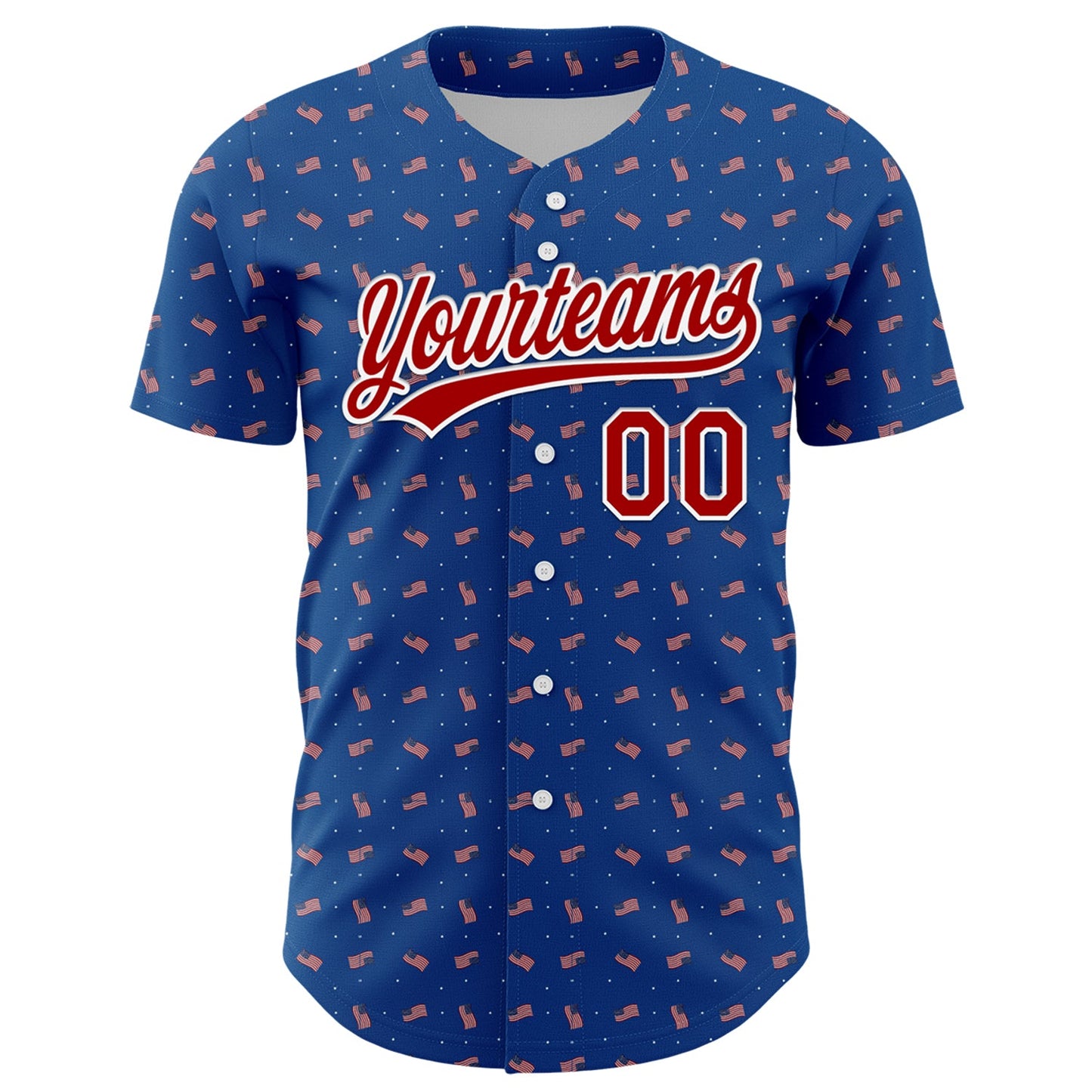 Custom Thunder Blue Red-White 3D American Flag Authentic Baseball Jersey - Sky-Custom