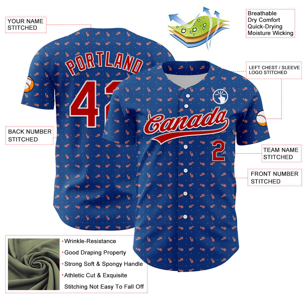 Custom Thunder Blue Red-White 3D American Flag Authentic Baseball Jersey - Sky-Custom