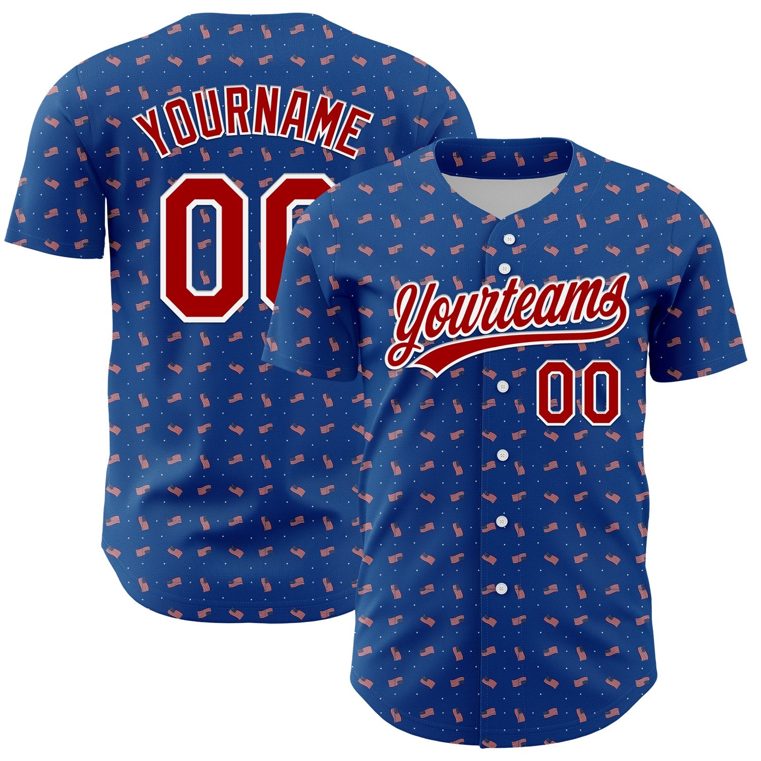 Custom Thunder Blue Red-White 3D American Flag Authentic Baseball Jersey - Sky-Custom