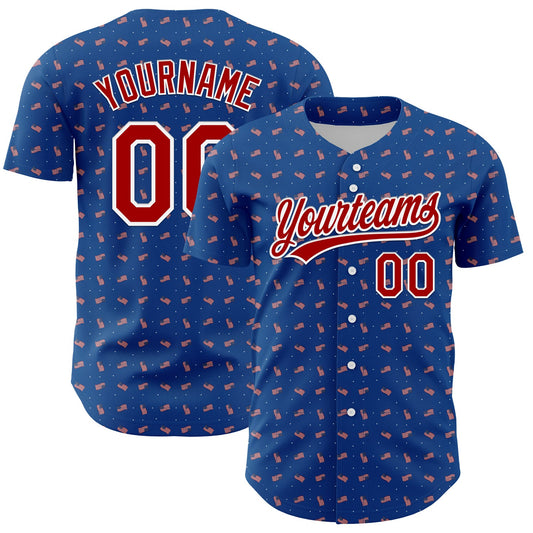 Custom Thunder Blue Red-White 3D American Flag Authentic Baseball Jersey - Sky-Custom