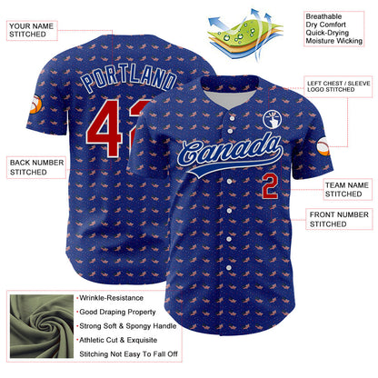 Custom Thunder Blue Red-Royal 3D American Flag Authentic Baseball Jersey - Sky-Custom