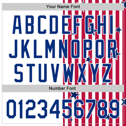 Custom White Royal Red-US Navy Blue 3D American Flag Stars Authentic Baseball Jersey - Sky-Custom