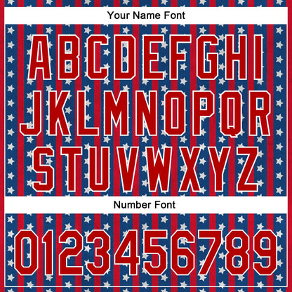 Custom Royal Red-White 3D American Flag Stars Authentic Baseball Jersey - Sky-Custom