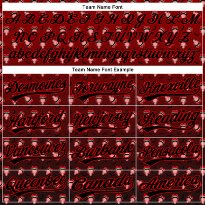 Custom Red Black 3D Pattern Design Gothic Style Devil Authentic Baseball Jersey - Sky-Custom