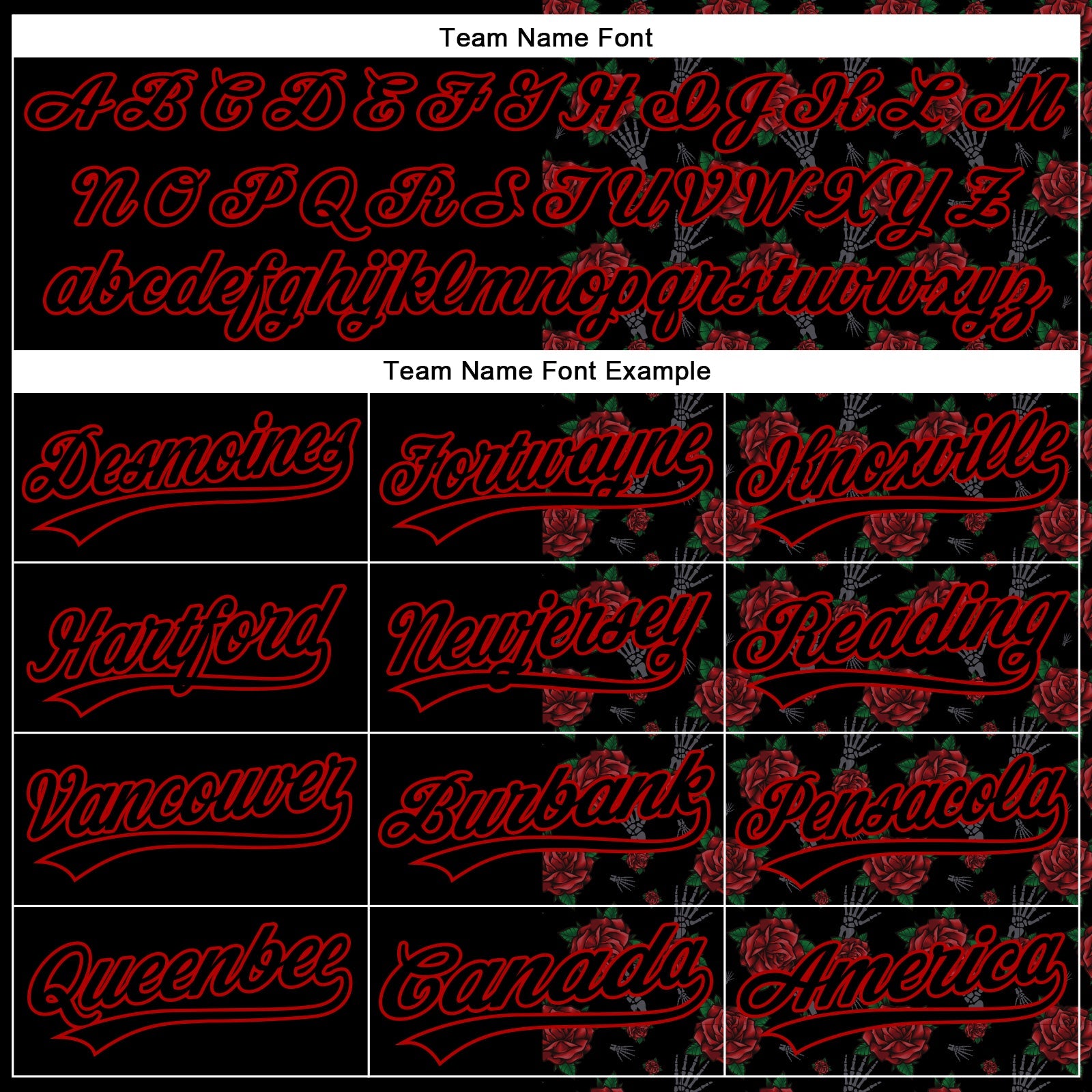 Custom Black Red 3D Pattern Design Gothic Style Rose Authentic Baseball Jersey - Sky-Custom