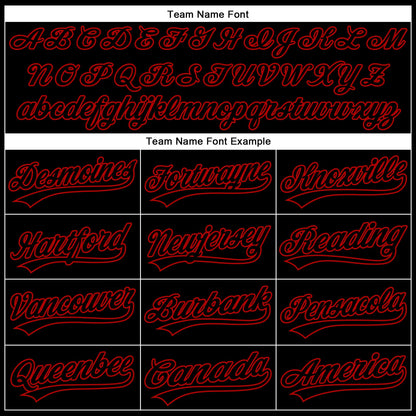 Custom Black Red 3D Pattern Design Palace Gothic Style Church Authentic Baseball Jersey - Sky-Custom