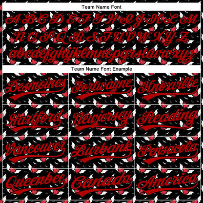 Custom Black Red 3D Pattern Design Gothic Style Devil Heart Authentic Baseball Jersey - Sky-Custom