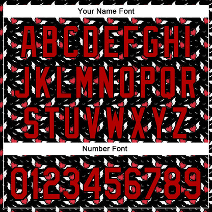Custom Black Red 3D Pattern Design Gothic Style Devil Heart Authentic Baseball Jersey - Sky-Custom