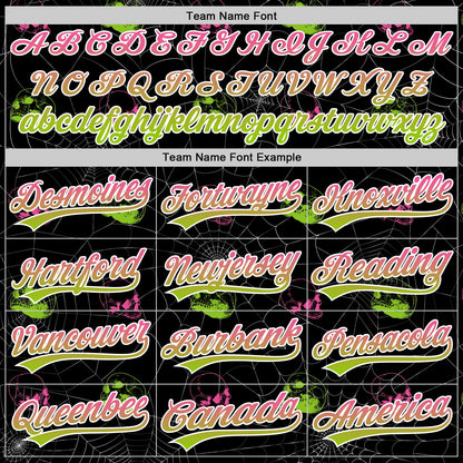 Custom Black Pink-Neon Green 3D Gothic Style Fluorescence Skull Authentic Baseball Jersey - Sky-Custom