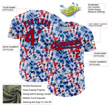 Custom White Red-Royal 3D American Flag And Fireworks Authentic Baseball Jersey - Sky-Custom