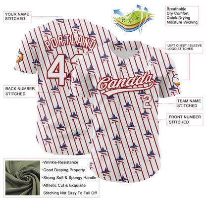 Custom White Red 3D American Spirit American Flag And Stars Authentic Baseball Jersey - Sky-Custom