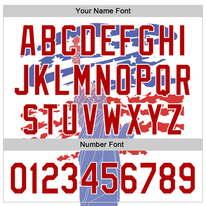 Custom White Red 3D American Flag And Statue of Liberty Authentic Baseball Jersey - Sky-Custom