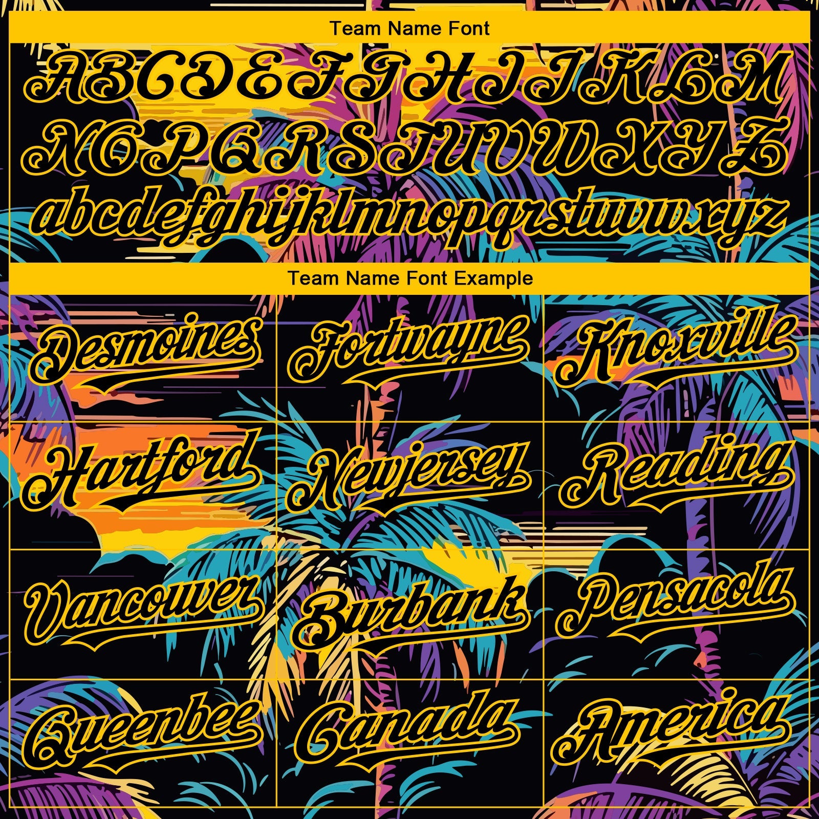 Custom Black Yellow 3D Pattern Design Tropical Hawaii Palms Trees Authentic Baseball Jersey - Sky-Custom