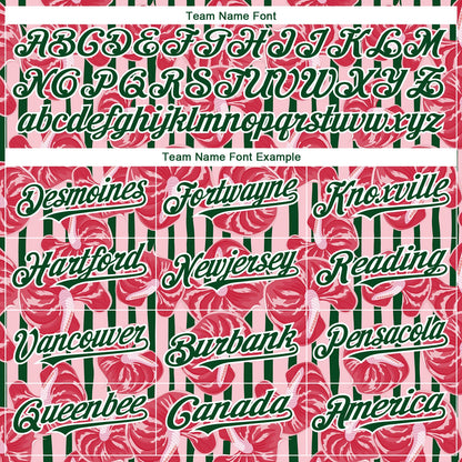 Custom Medium Pink Green-White 3D Pattern Design Tropical Anthurium Flower Authentic Baseball Jersey - Sky-Custom