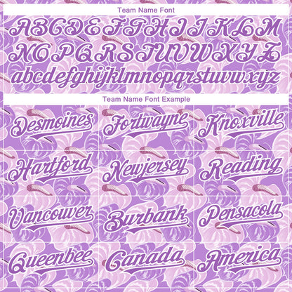 Custom Light Purple White 3D Pattern Design Tropical Anthurium Flower Authentic Baseball Jersey - Sky-Custom