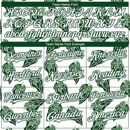 Custom White Kelly Green 3D Pattern Design Tropical Anthurium Crystal Authentic Baseball Jersey - Sky-Custom