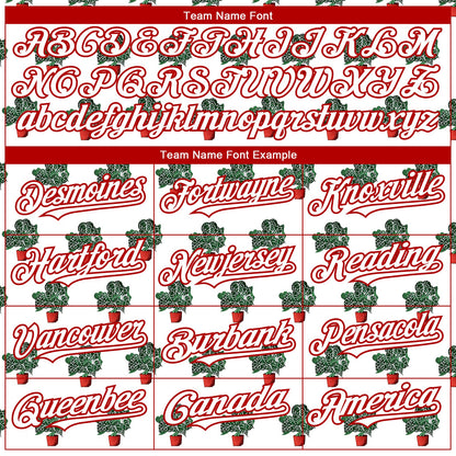 Custom White Red 3D Pattern Design Tropical Anthurium Crystal Authentic Baseball Jersey - Sky-Custom
