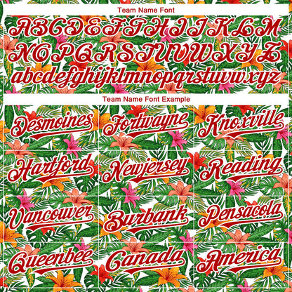 Custom White Red 3D Pattern Design Tropical Flower Authentic Baseball Jersey - Sky-Custom