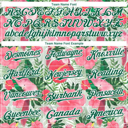 Custom White Kelly Green 3D Pattern Design Tropical Plant And Bird Authentic Baseball Jersey - Sky-Custom