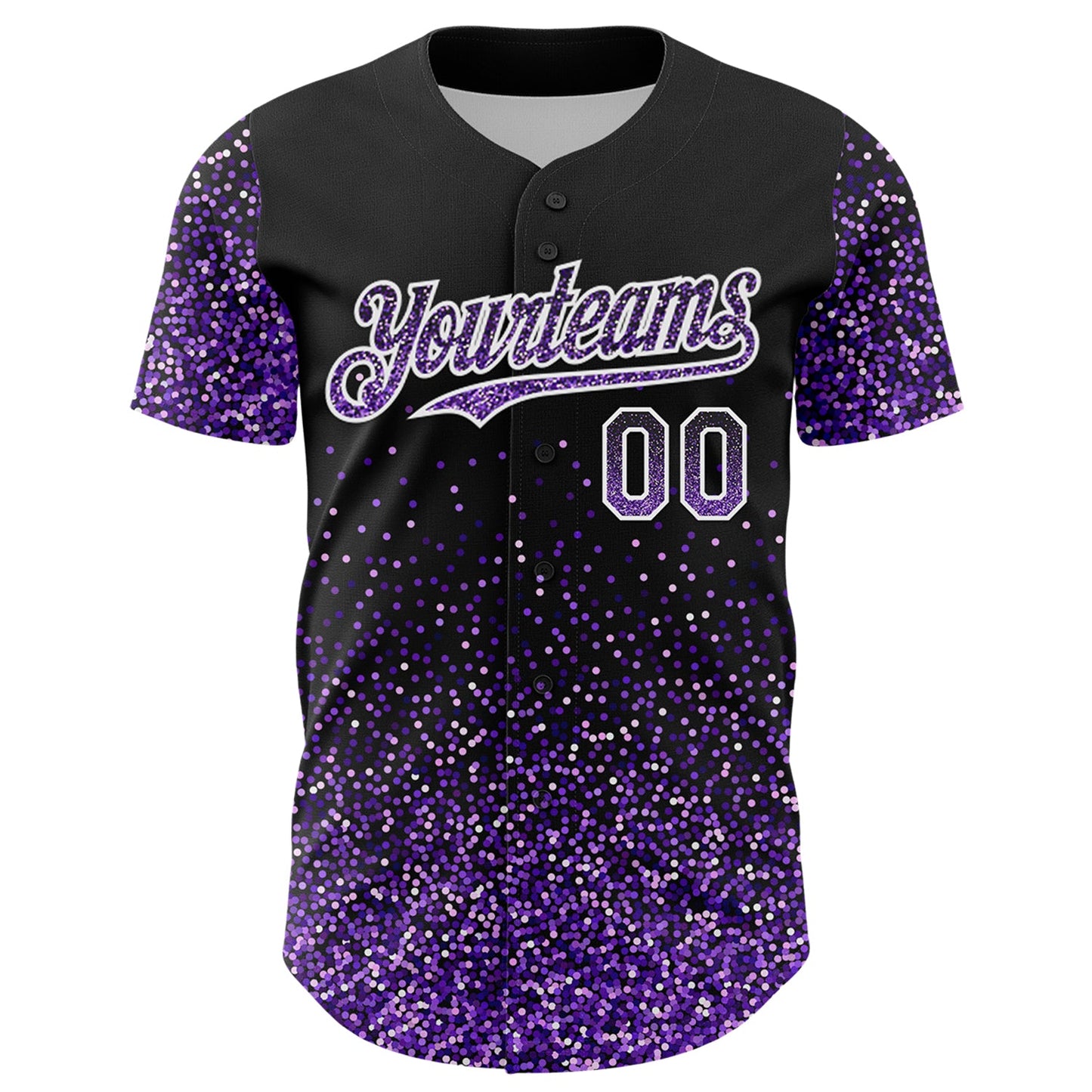 Custom Black Purple-White 3D Pattern Design Abstract Colorful Glittering Dot Authentic Baseball Jersey - Sky-Custom
