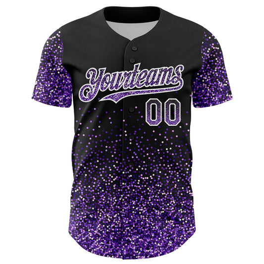 Custom Black Purple-White 3D Pattern Design Abstract Colorful Glittering Dot Authentic Baseball Jersey - Sky-Custom