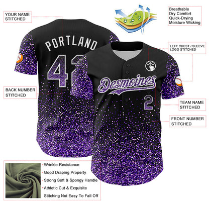 Custom Black Purple-White 3D Pattern Design Abstract Colorful Glittering Dot Authentic Baseball Jersey - Sky-Custom