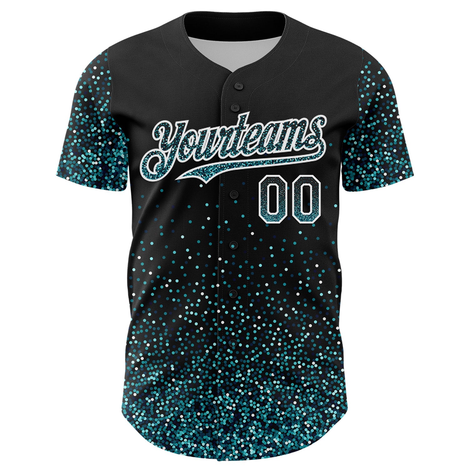 Custom Black Teal-White 3D Pattern Design Abstract Colorful Glittering Dot Authentic Baseball Jersey - Sky-Custom