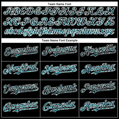 Custom Black Teal-White 3D Pattern Design Abstract Colorful Glittering Dot Authentic Baseball Jersey - Sky-Custom