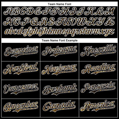 Custom Black Old Gold-White 3D Pattern Design Abstract Colorful Glittering Dot Authentic Baseball Jersey - Sky-Custom