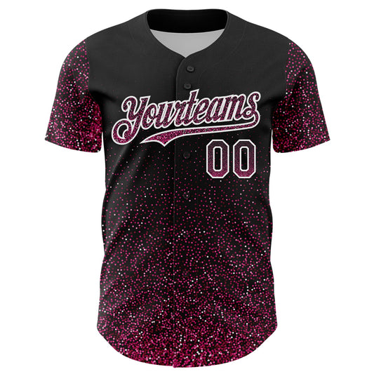 Custom Black Pink-White 3D Pattern Design Abstract Colorful Glittering Dot Authentic Baseball Jersey - Sky-Custom