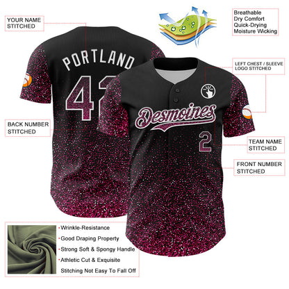 Custom Black Pink-White 3D Pattern Design Abstract Colorful Glittering Dot Authentic Baseball Jersey - Sky-Custom