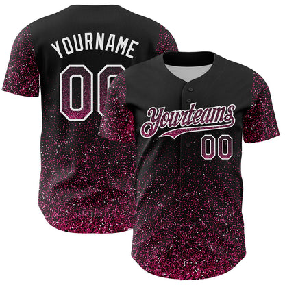 Custom Black Pink-White 3D Pattern Design Abstract Colorful Glittering Dot Authentic Baseball Jersey - Sky-Custom
