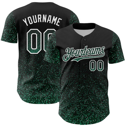 Custom Black Kelly Green-White 3D Pattern Design Abstract Colorful Glittering Dot Authentic Baseball Jersey - Sky-Custom