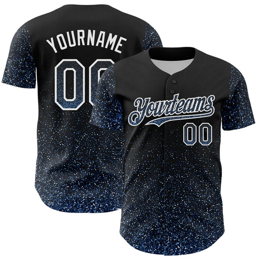 Custom Black Light Blue-White 3D Pattern Design Abstract Colorful Glittering Dot Authentic Baseball Jersey - Sky-Custom