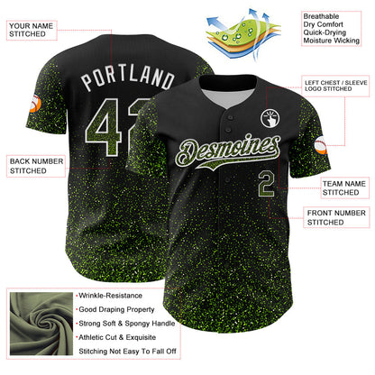 Custom Black Neon Green-White 3D Pattern Design Abstract Colorful Glittering Dot Authentic Baseball Jersey - Sky-Custom