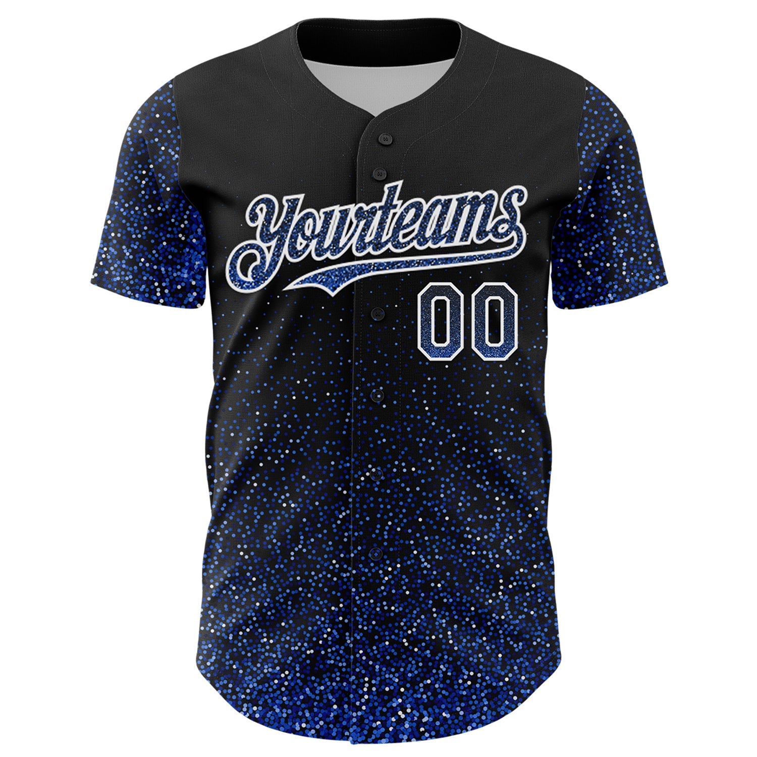 Custom Black Thunder Blue-White 3D Pattern Design Abstract Colorful Glittering Dot Authentic Baseball Jersey - Sky-Custom