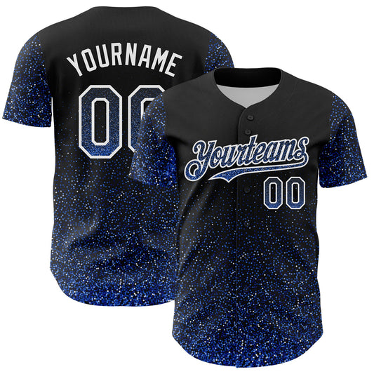 Custom Black Thunder Blue-White 3D Pattern Design Abstract Colorful Glittering Dot Authentic Baseball Jersey - Sky-Custom