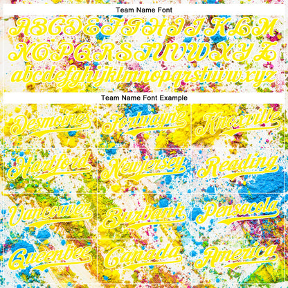 Custom Light Yellow White 3D Pattern Design Abstract Splatter Art Authentic Baseball Jersey - Sky-Custom