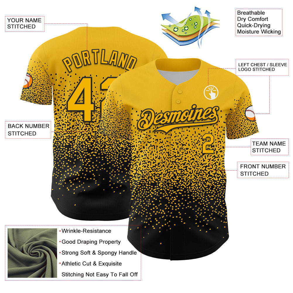 Custom Yellow Black 3D Pattern Design Gradient Style Irregular Shape Authentic Baseball Jersey - Sky-Custom