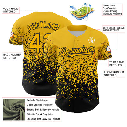 Custom Yellow Black 3D Pattern Design Gradient Style Irregular Shape Authentic Baseball Jersey - Sky-Custom