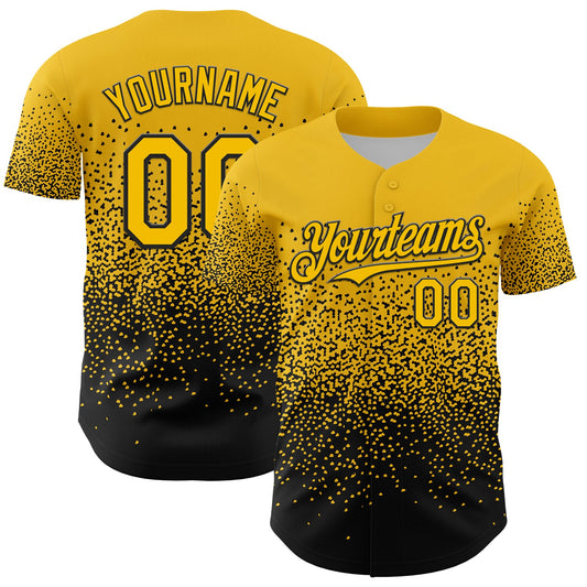 Custom Yellow Black 3D Pattern Design Gradient Style Irregular Shape Authentic Baseball Jersey - Sky-Custom