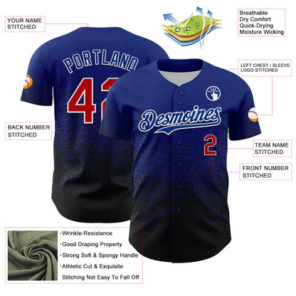 Custom Royal Red-Black 3D Pattern Design Gradient Style Irregular Shape Authentic Baseball Jersey - Sky-Custom