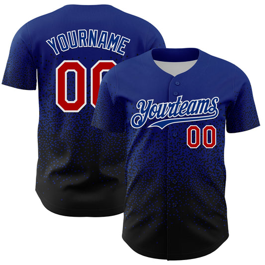 Custom Royal Red-Black 3D Pattern Design Gradient Style Irregular Shape Authentic Baseball Jersey - Sky-Custom