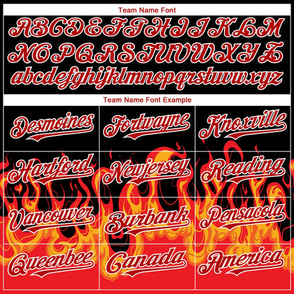 Custom Black Red-White 3D Pattern Design Flame Authentic Baseball Jersey - Sky-Custom