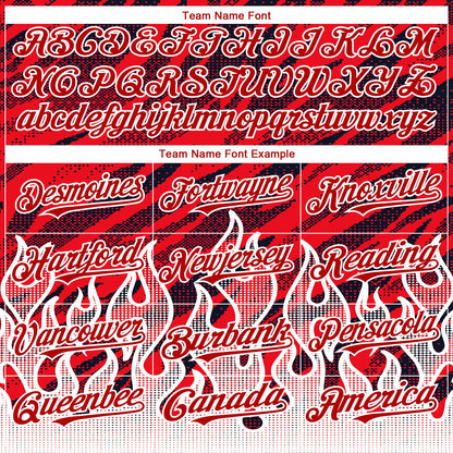 Custom Red Black-White 3D Pattern Design Flame Authentic Baseball Jersey - Sky-Custom