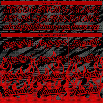 Custom Black Red 3D Pattern Design Flame Authentic Baseball Jersey - Sky-Custom
