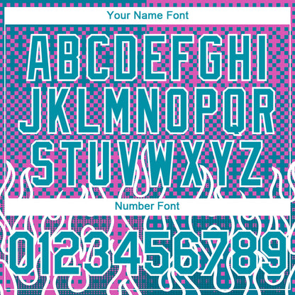 Custom Pink Teal-White 3D Pattern Design Flame Authentic Baseball Jersey - Sky-Custom